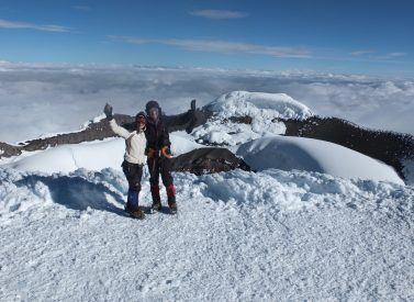 Climbers summit Cotopaxi Ecuador