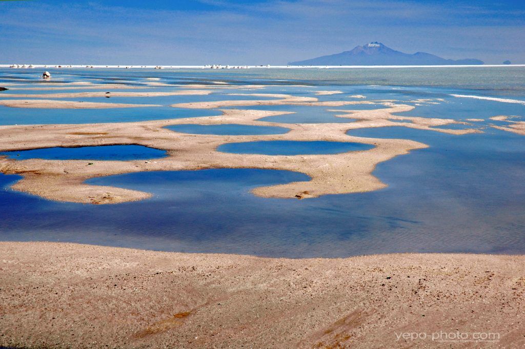 El Salar de Uyuni pools and salt Bolivia