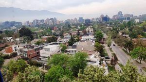 View from cable car before reaching Oasis station, Santiago, Chile