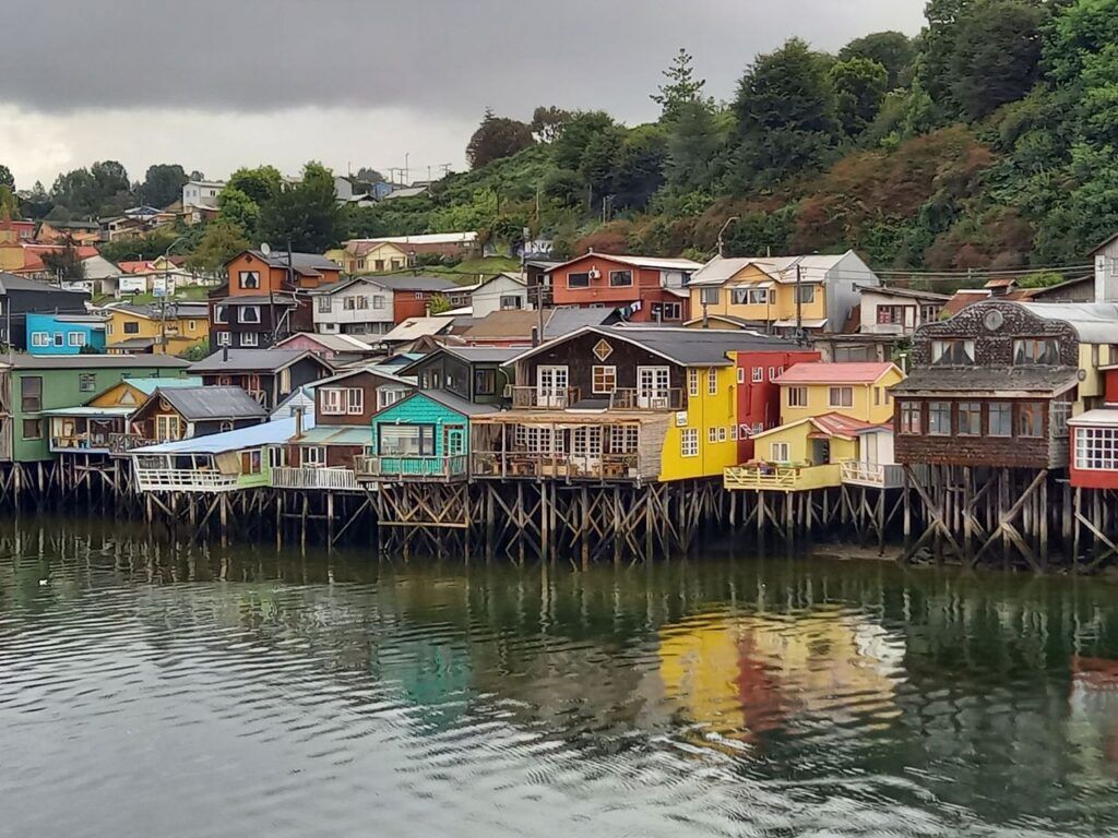 A photo of palafito houses in Castro, Chiloe