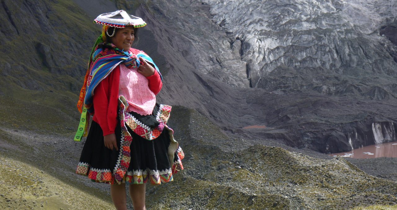 Ausangate lady in colourful native dress Ausangate Lodge Trek