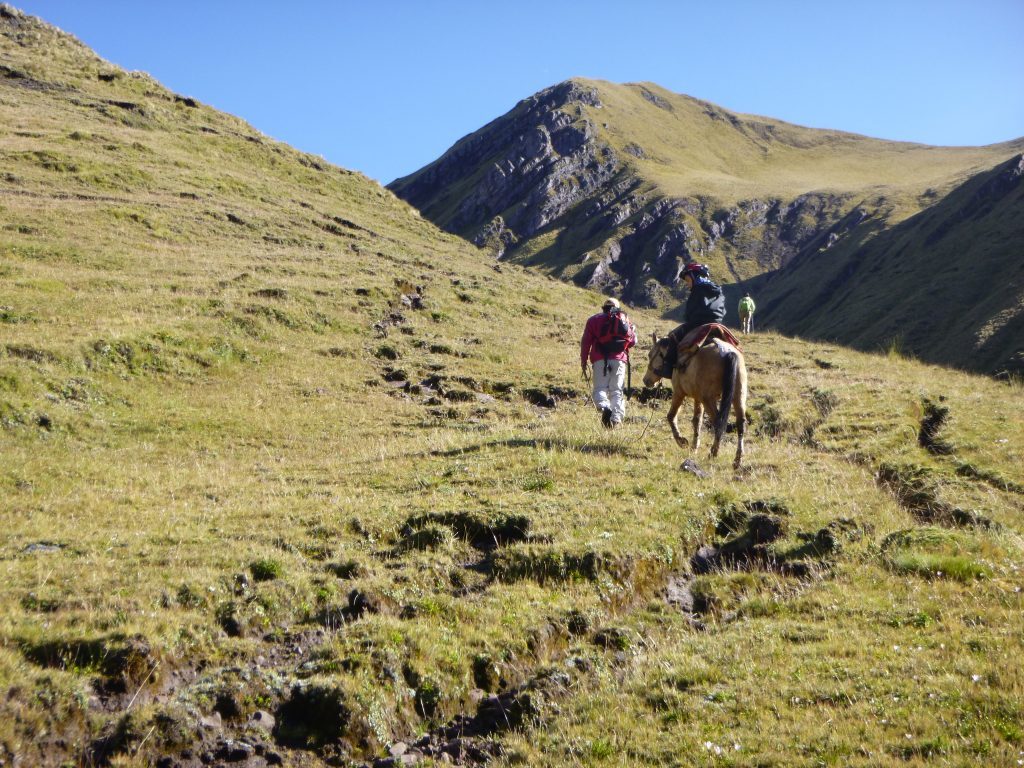 Trekkers on Moon Temple Peru