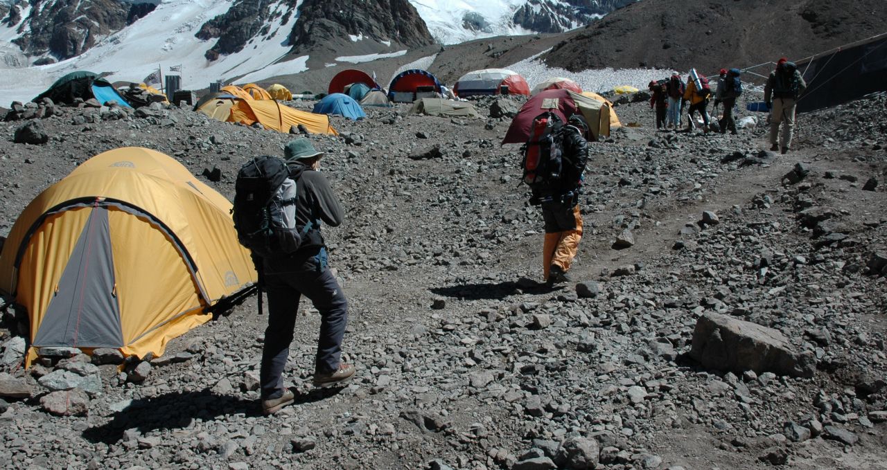 Climbers Plaza de Mulas Aconcagua Argentina