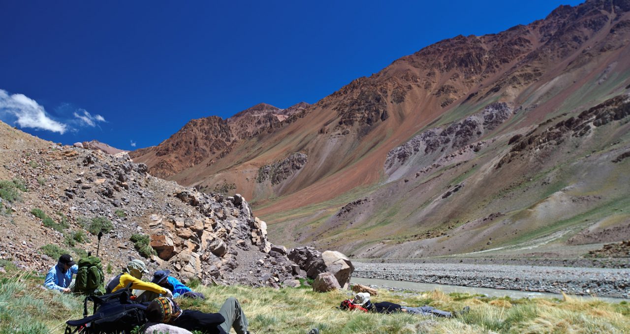 Resting in Vacas Valley Aconcagua Argentina