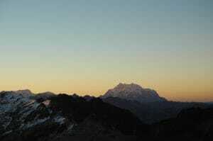 Sun rise over Illimani Bolivian Andes