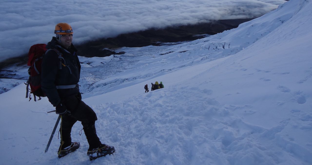 Climbers ascending Cayambe, Ecuador