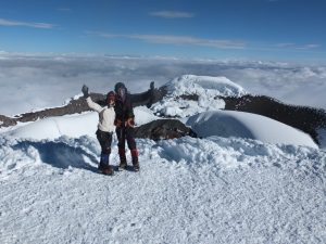 Climbers summit Cotopaxi Ecuador