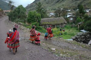 Lares kids being taken to nursery lares lodges trek