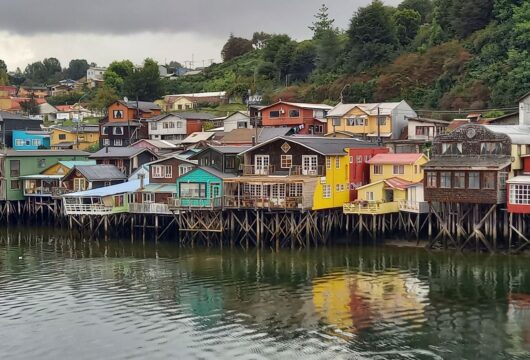 A photo of palafito houses in Castro, Chiloe
